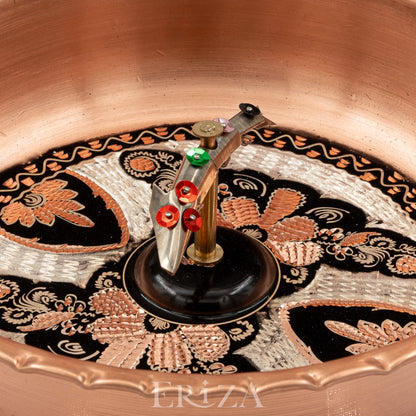 Siyah El İşlemeli Balık Figürlü Bakır Hamam Tası
