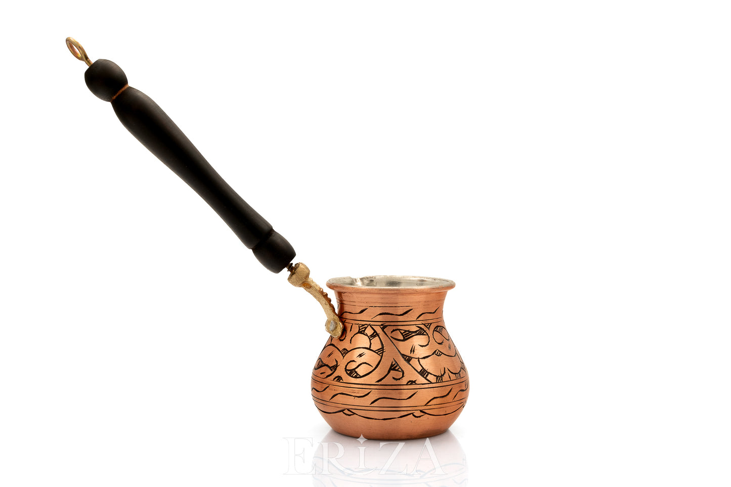 Gaziantep Tarzı El Yapımı Oyma İşlemeli Kalaylı Bakır Cezve