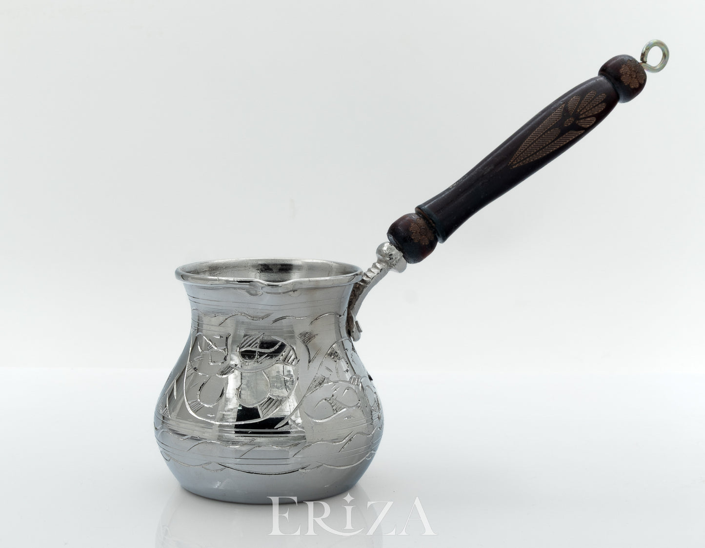 Gaziantep Tarzı El Yapımı Oyma İşlemeli Kalaylı Bakır Cezve