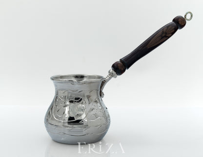 Gaziantep Tarzı El Yapımı Oyma İşlemeli Kalaylı Bakır Cezve