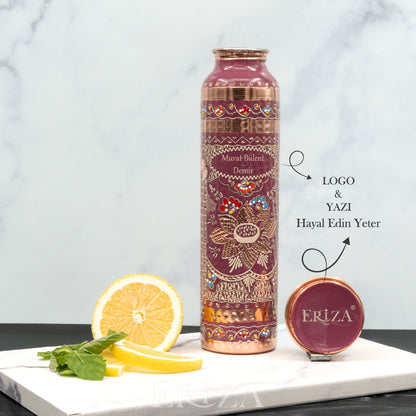Lila Kişiselleştirilebilir Kalaylı Bakır Su Matarası 530 ml