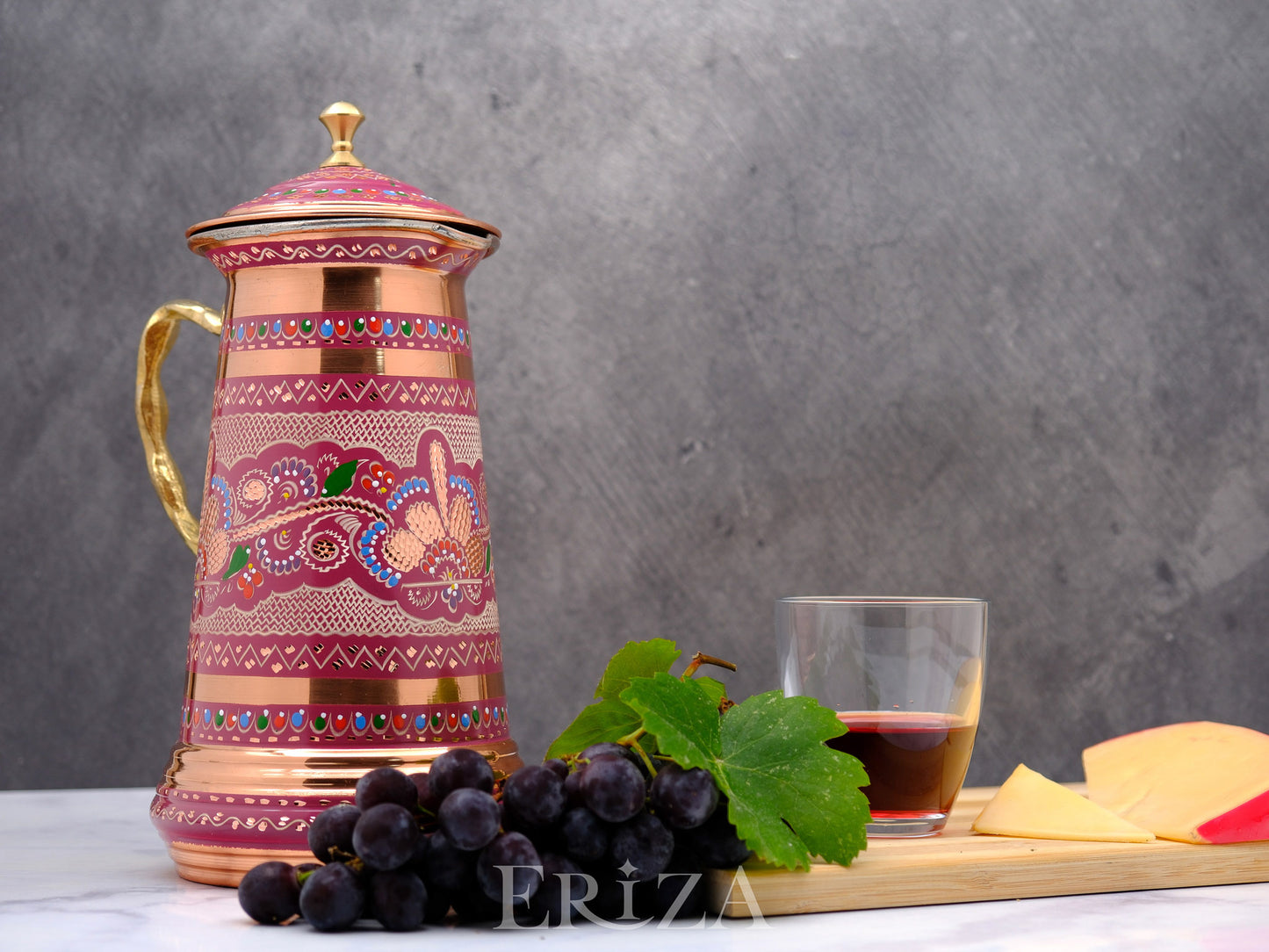 Bakır Kapaklı Sürahi, 1750 Ml, Lila