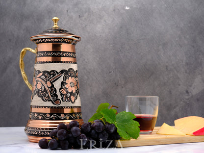 Bakır Kapaklı Sürahi, 1750 Ml, Siyah