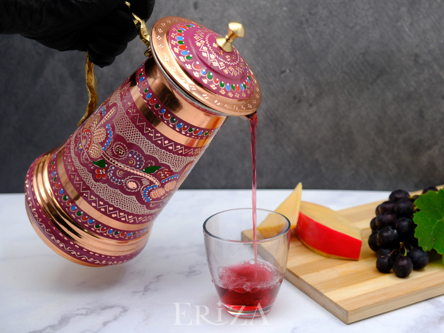 Bakır Kapaklı Sürahi, 1750 Ml, Lila