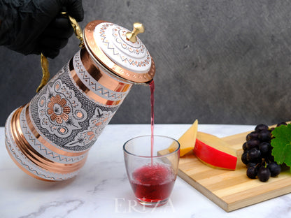 Bakır Kapaklı Sürahi, 1750 Ml, Beyaz