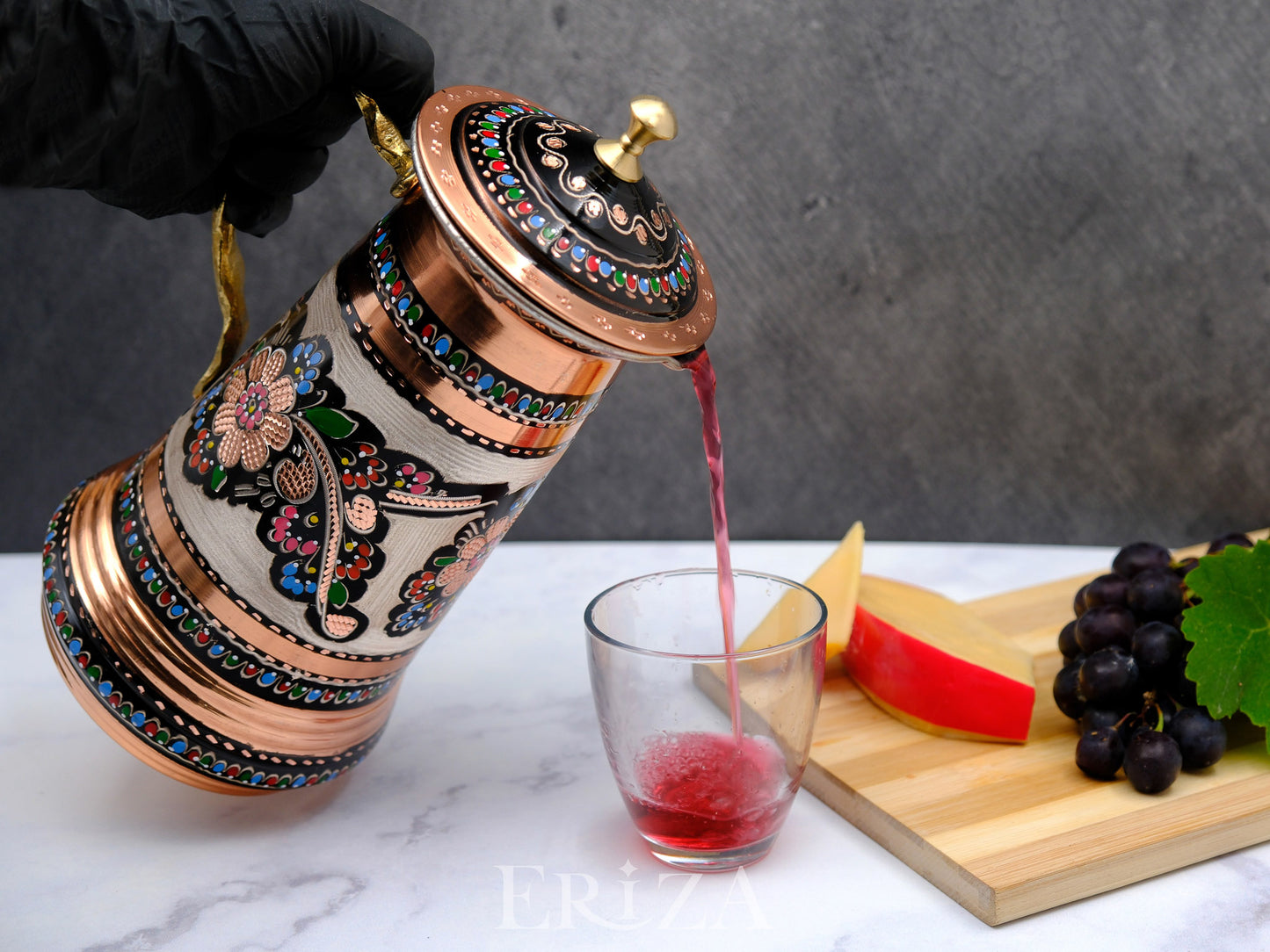 Bakır Kapaklı Sürahi, 1750 Ml, Renkli