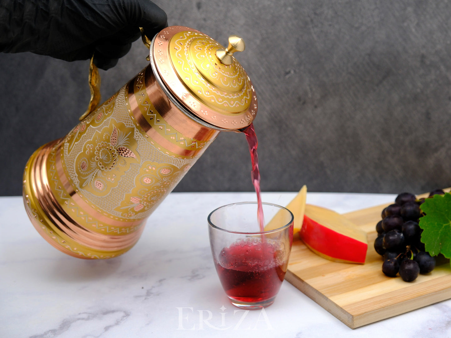 Bakır Kapaklı Sürahi, 1750 Ml, Altın