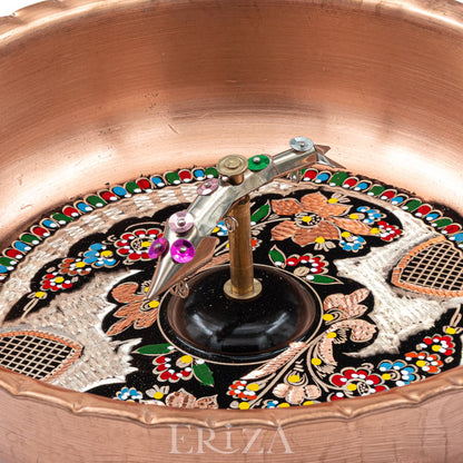 Mineli El İşlemeli Balık Figürlü Bakır Hamam Tası