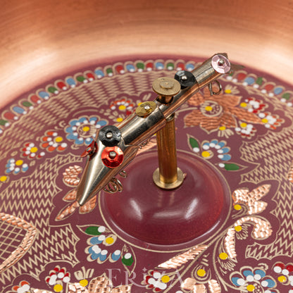 Lila El İşlemeli Balık Figürlü Bakır Hamam Tası