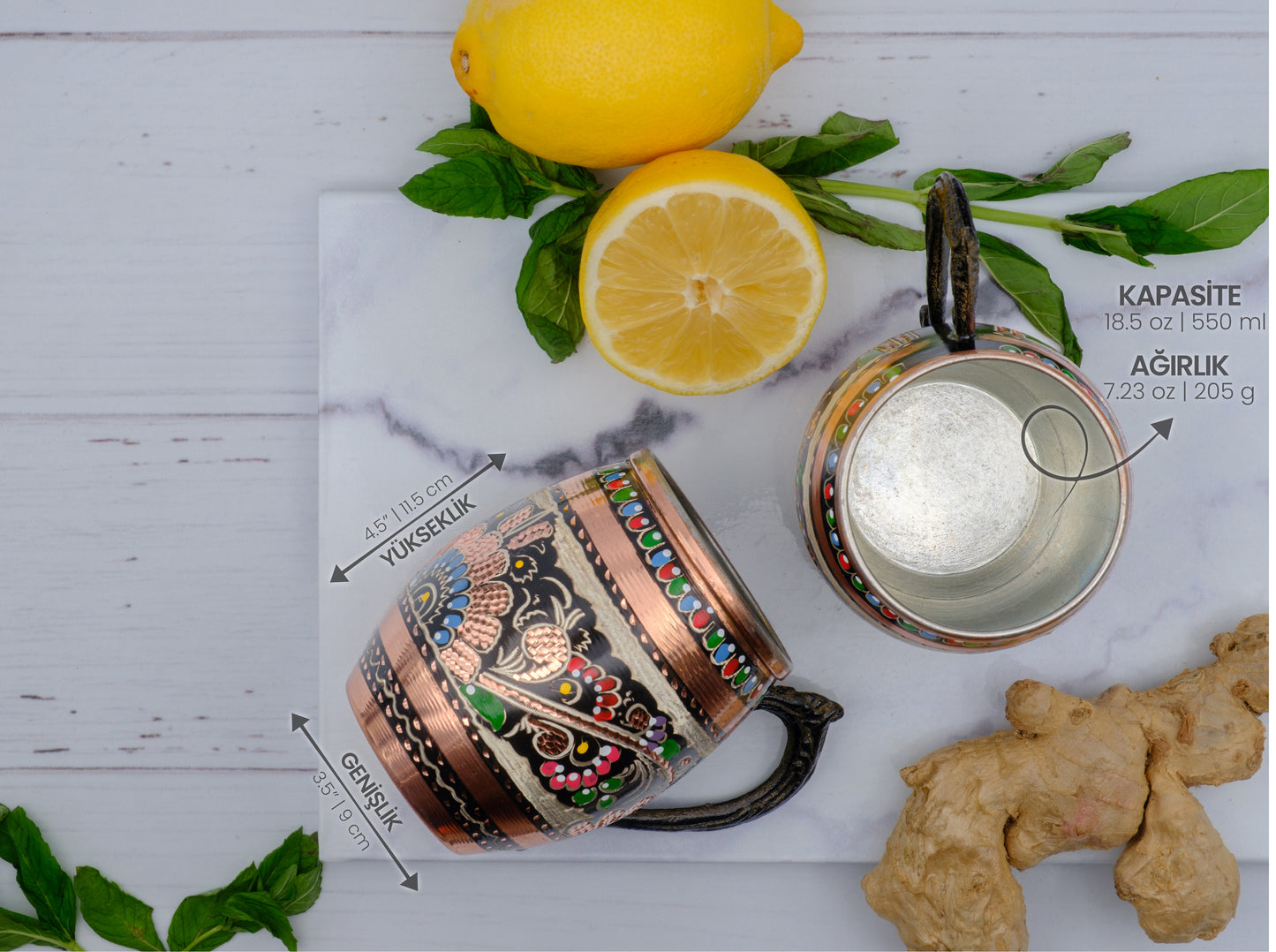 Kalaylı Bakır Kokteyl, Bira, Ayran Bardağı, 550 Ml, Renkli