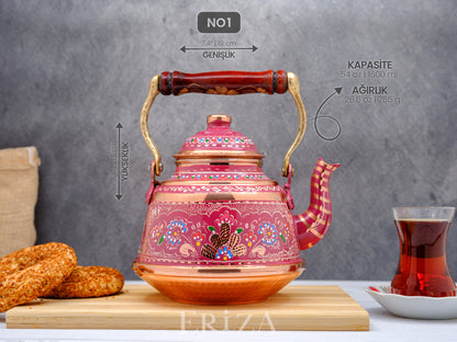 Bakır Çaydanlık, 1600 Ml-3200 Ml, Lila
