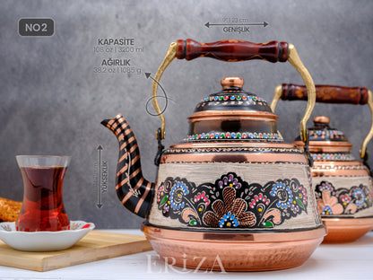 Bakır Çaydanlık, 1600 Ml-3200 Ml, Renkli