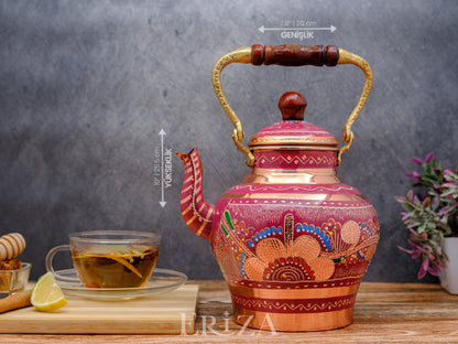 Bakır Nostaljik Çaydanlık, 1900 Ml, Lila