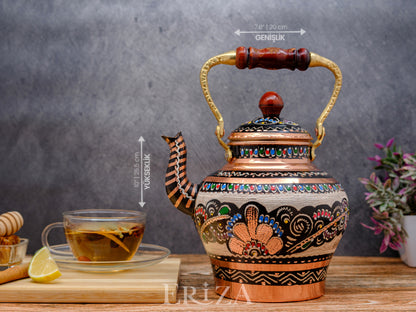 Bakır Nostaljik Çaydanlık, 1900 Ml, Renkli
