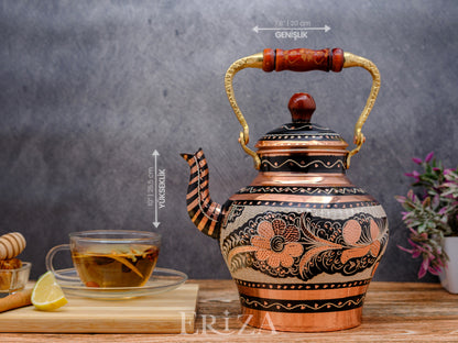 Bakır Nostaljik Çaydanlık, 1900 Ml, Siyah