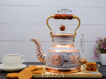 Bakır Çaydanlık, 1700 Ml, Beyaz