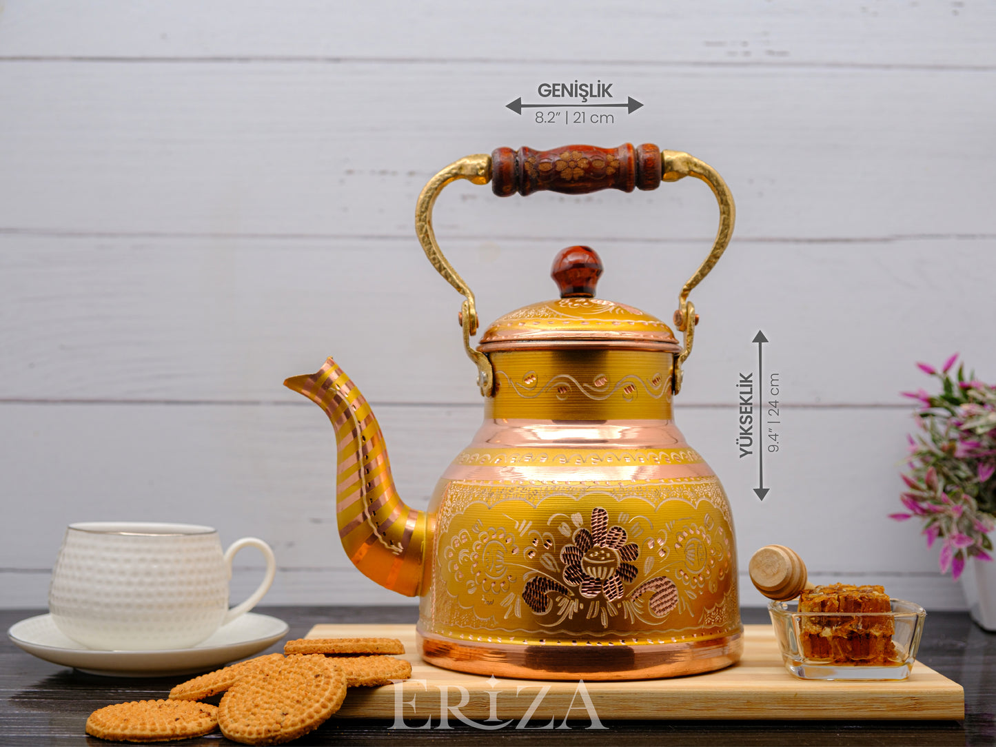 Bakır Çaydanlık, 1700 Ml, Altın