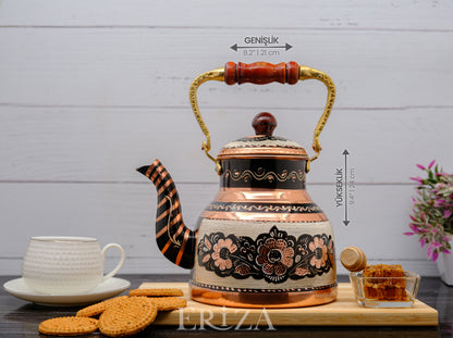Bakır Çaydanlık, 1700 Ml, Siyah