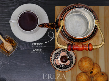 Bakır Çaydanlık, 1700 Ml, Siyah