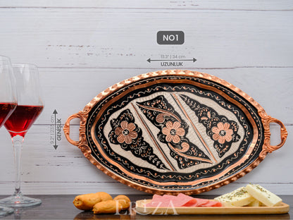 Bakır Oval Servis Tepsisi, Siyah