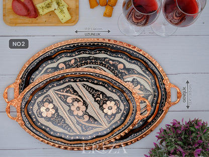 Bakır Oval Servis Tepsisi, Siyah
