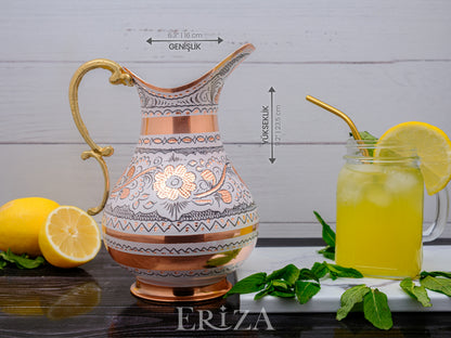 Bakır Sürahi, 2000 Ml, Beyaz