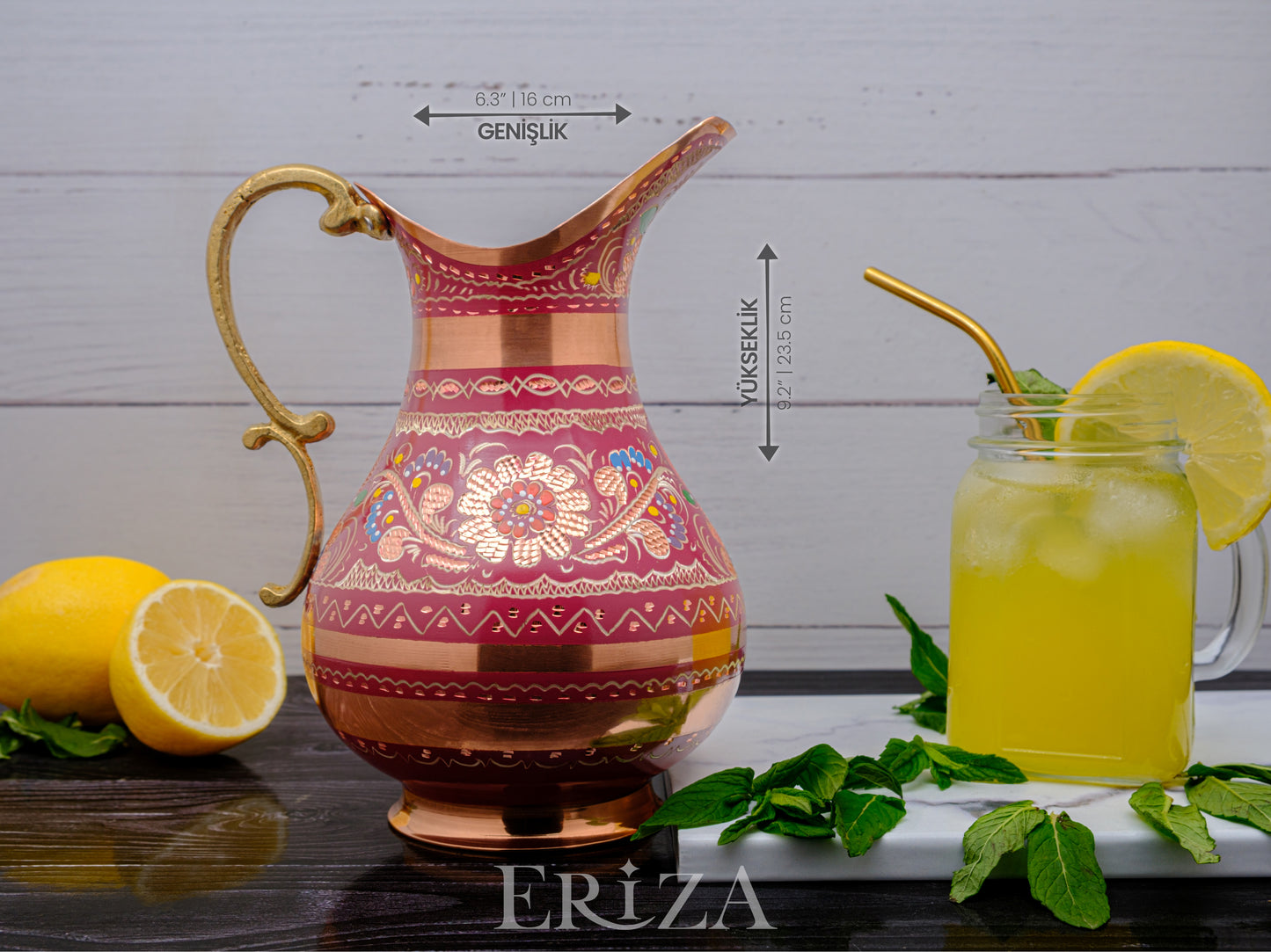 Bakır Sürahi, 2000 Ml, Lila