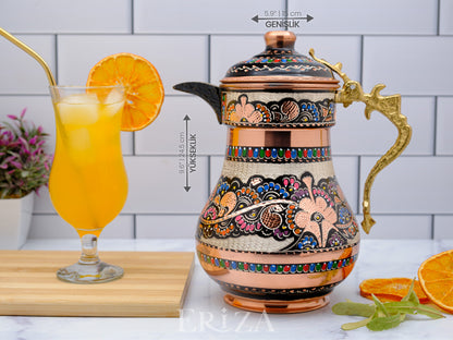 Bakır Kapaklı Sürahi, 2200 Ml, Renkli