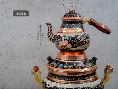 Bakır Rus Tarzı Elektrikli Semaver, Renkli