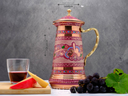 Bakır Kapaklı Sürahi, 1750 Ml, Lila