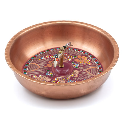Siyah El İşlemeli Balık Figürlü Bakır Hamam Tası