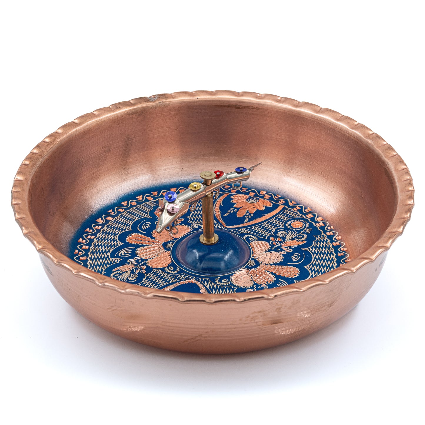 Gold El İşlemeli Balık Figürlü Bakır Hamam Tası