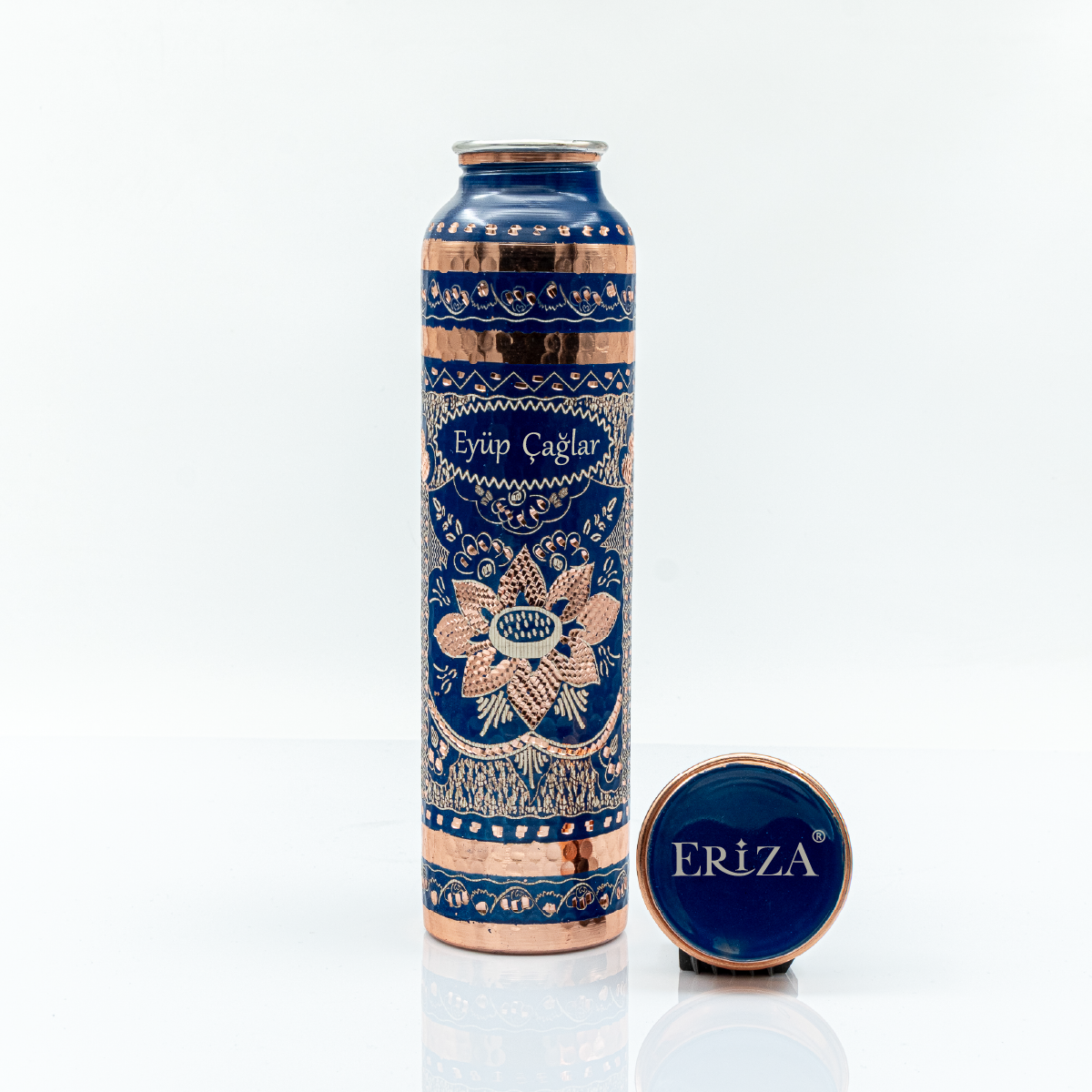 Beyaz Kişiselleştirilebilir Kalaylı Bakır Su Matarası 530 ml