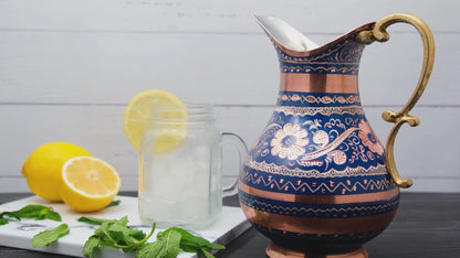 Bakır Sürahi, 2000 Ml, Mavi