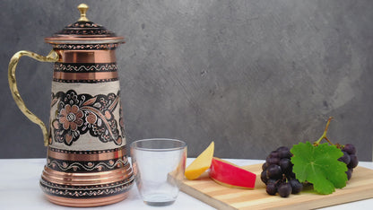 Bakır Kapaklı Sürahi, 1750 Ml, Siyah
