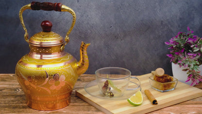 Bakır Nostaljik Çaydanlık, 1900 Ml, Altın