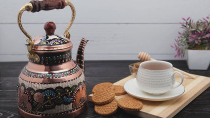 Bakır Çaydanlık, 1700 Ml, Mavi