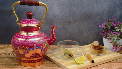 Bakır Nostaljik Çaydanlık, 1900 Ml, Lila