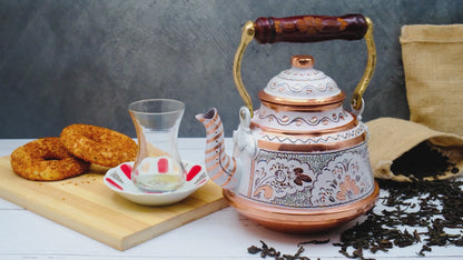 Bakır Çaydanlık, 1600 Ml-3200 Ml, Beyaz
