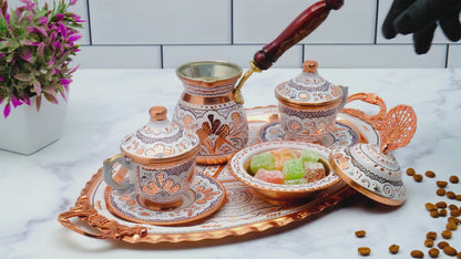 2-6 Kişilik Bakır Fincan Seti, Beyaz