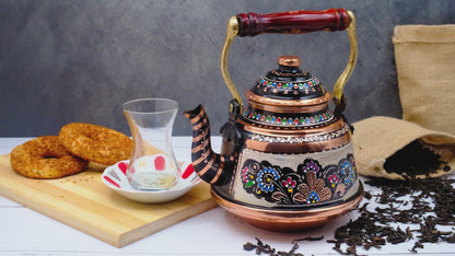 Bakır Çaydanlık, 1600 Ml-3200 Ml, Renkli