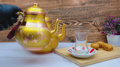 Bakır İkili Çaydanlık, 2850 Ml, Altın