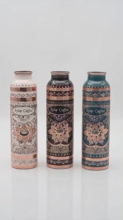 Yeşil Kişiselleştirilebilir Kalaylı Bakır Su Matarası 530 ml