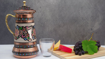 Bakır Kapaklı Sürahi, 1750 Ml, Renkli