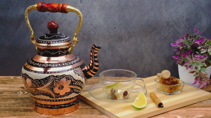 Bakır Nostaljik Çaydanlık, 1900 Ml, Siyah