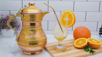 Bakır Kapaklı Sürahi, 2200 Ml, Altın