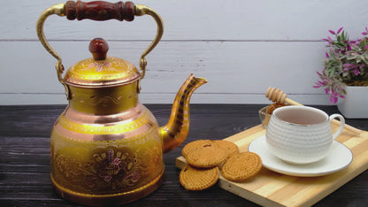 Bakır Çaydanlık, 1700 Ml, Altın