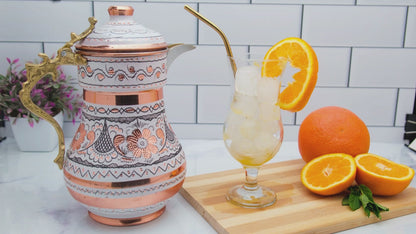 Bakır Kapaklı Sürahi, 2200 Ml, Beyaz
