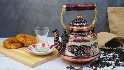Bakır Çaydanlık, 1600 Ml-3200 Ml, Siyah
