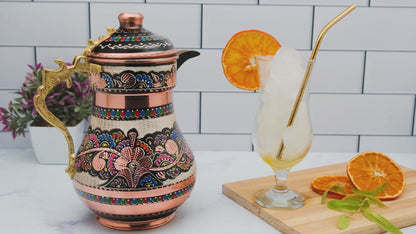 Bakır Kapaklı Sürahi, 2200 Ml, Renkli